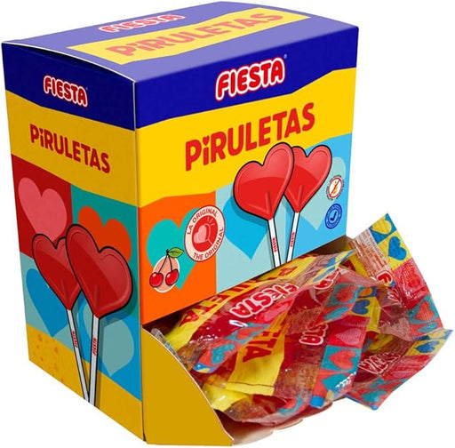 Fiesta Piruleta Corazón Sabor Cereza (Pack 20 Unidades): El caramelo clásico sin gluten ideal para fiestas, regalos y momentos dulces inolvidables. Fiesta - frontal