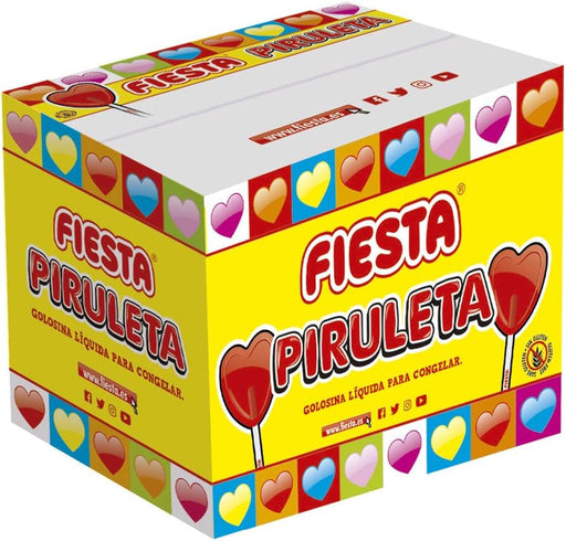 FIESTA Piruleta Helada, Caja de 30 Polos para Congelar Sabor Cereza. Disfruta del mítico sabor de la piruleta del corazón en su versión más refrescante. Sin gluten y apto para veganos. Fiesta - pack