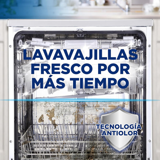 Finish Limpiamáquinas con Aroma a Limón, Pack de 4 x 250ml. Limpieza higiénica para tu lavavajillas que elimina la cal y la grasa oculta, dejando un refrescante perfume cítrico. Finish - pack