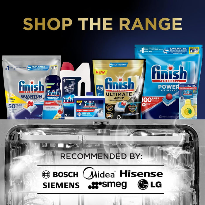 Finish Limpiamáquinas para Lavavajillas, Pack de 1 x 250ml. Elimina la cal, la grasa y el mal olor de las partes ocultas del lavaplatos para un funcionamiento y limpieza óptimos. Finish - presentacion