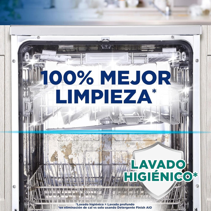 Finish Limpiamáquinas para Lavavajillas, Pack de 12 x 250ml. Elimina la cal, la grasa y el mal olor de las partes ocultas del lavaplatos para un funcionamiento y limpieza óptimos. Finish - detalle