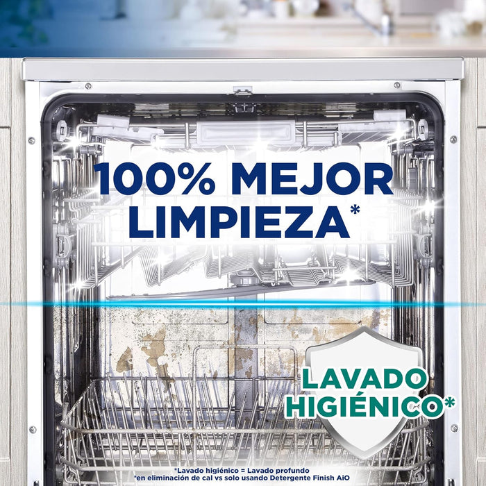 Finish Limpiamáquinas para Lavavajillas, Pack de 2 x 250ml. Elimina la cal, la grasa y el mal olor de las partes ocultas del lavaplatos para un funcionamiento y limpieza óptimos. Finish - extra