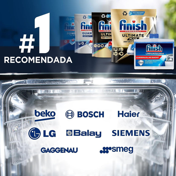 Finish Limpiamáquinas para Lavavajillas, Pack de 3 x 250ml. Elimina la cal, la grasa y el mal olor de las partes ocultas del lavaplatos para un funcionamiento y limpieza óptimos. Finish - presentacion