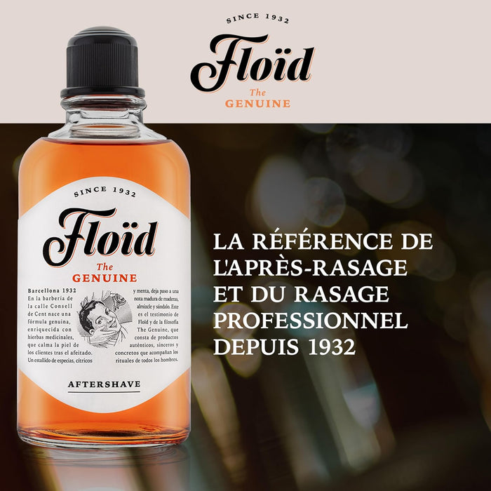Loción After Shave Floïd The Genuine en formato grande de 400ml. Un bálsamo para después del afeitado con mentol que calma, tonifica, hidrata y regenera la piel. Floïd - extra