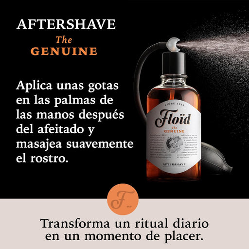 Loción After Shave Floïd The Genuine en formato grande de 400ml. Un bálsamo para después del afeitado con mentol que calma, tonifica, hidrata y regenera la piel. Floïd - pack