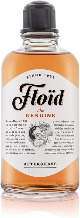 Loción After Shave Floïd The Genuine en formato grande de 400ml. Un bálsamo para después del afeitado con mentol que calma, tonifica, hidrata y regenera la piel. Floïd - uso
