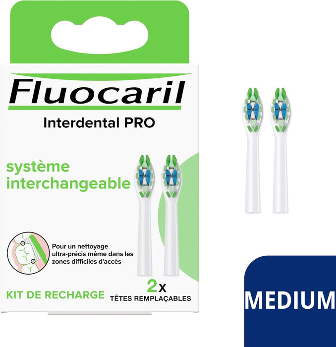 Fluocaril Recambios para Cepillo Interdental PRO, Dureza Media (Pack de 2). Renueva tu cepillo con estos cabezales de dureza media para una limpieza profunda y eficaz en zonas difíciles. Fluocaril - ingredientes