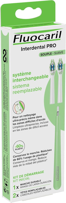 Fluocaril Recambios para Cepillo Interdental PRO, Dureza Suave (Pack de 2). Cabezales de recambio para una limpieza precisa y delicada en zonas de difícil acceso, ayudando a prevenir las caries. Fluocaril - detalle