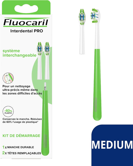 Kit de Cepillo de Dientes Fluocaril Interdental PRO de dureza Media. Incluye 1 mango duradero y 2 cabezales reemplazables para una limpieza interdental superior. Fluocaril - ingredientes