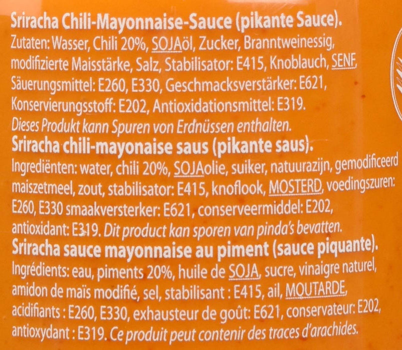Salsa Sriracha Mayo Flying Goose (200 ml). La fusión perfecta de mayonesa cremosa y el auténtico picante de la salsa de chile Sriracha. Ideal para dipear y aderezar. Flying Goose - zoom