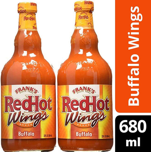 Pack de 2 Salsas Frank's RedHot Buffalo Wings (1360 ml en total). La auténtica salsa americana para alitas, con el equilibrio perfecto de picante y sabor a pimiento y ajo. Frank's Redhot - pack