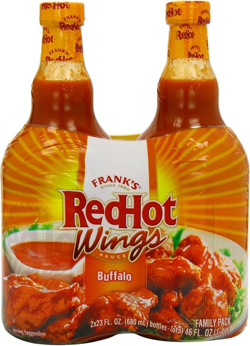 Pack de 2 Salsas Frank's RedHot Buffalo Wings (1360 ml en total). La auténtica salsa americana para alitas, con el equilibrio perfecto de picante y sabor a pimiento y ajo. Frank's Redhot - zoom