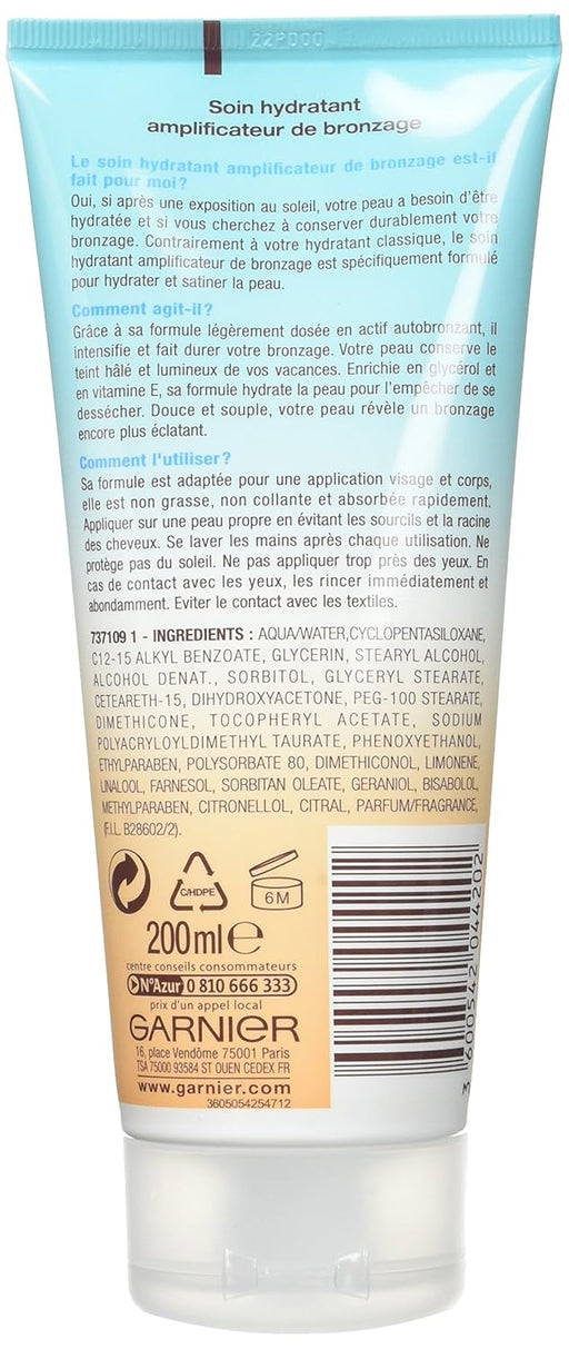 Garnier Ambre Solaire After Sun Hidratante Prolongador del Bronceado (Pack 2x200ml): Enriquecido con glicerol y vitamina E para una piel hidratada y un tono dorado duradero. Garnier - pack