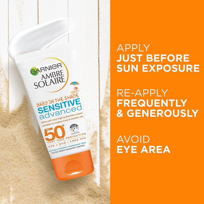 Garnier Ambre Solaire Bebé en la Sombra Crema Protectora Ultra Suave FP50+ (50ml): Especialmente formulada para proteger de los rayos indirectos del sol. Garnier - ingredientes