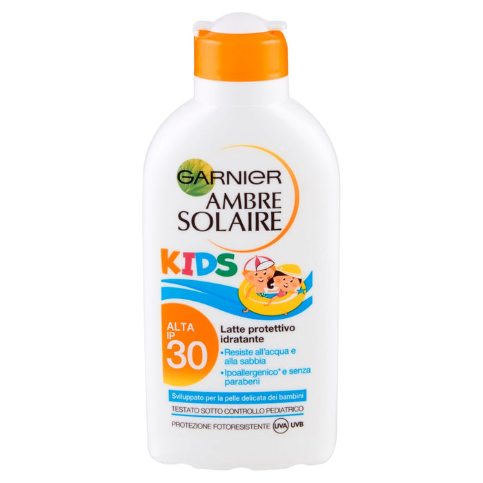 Garnier Ambre Solaire Leche Solar para Niños SPF 30, 200 ml. Alta Protección Hidratante, resistente al agua y suave para la piel delicada de los más pequeños. Garnier - pack