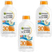Garnier Ambre Solaire Niños Leche Protectora Solar SPF 30, Pack de 3 (3x200ml). Alta Protección Hidratante y Resistente al Agua para la Piel Delicada de los Niños. Garnier - frontal