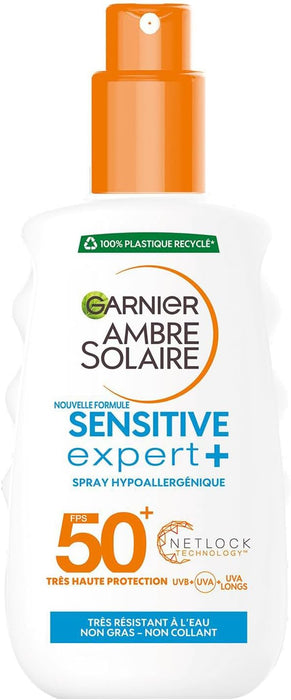 Garnier Ambre Solaire Sensitive Expert+ Spray Protector Solar SPF 50+, 200ml. Muy Alta Protección Hipoalergénica para Pieles Sensibles e Intolerantes al Sol. Garnier - detalle