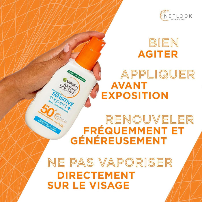 Garnier Ambre Solaire Sensitive Expert+ Spray Protector Solar SPF 50+, 200ml. Muy Alta Protección Hipoalergénica para Pieles Sensibles e Intolerantes al Sol. Garnier - presentacion