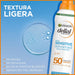 Garnier Delial Sensitive Advanced Bruma Protectora Solar FPS 50+, 150 ml. Muy alta protección con tacto seco 0% graso para pieles claras, sensibles e intolerantes al sol. Garnier - detalle