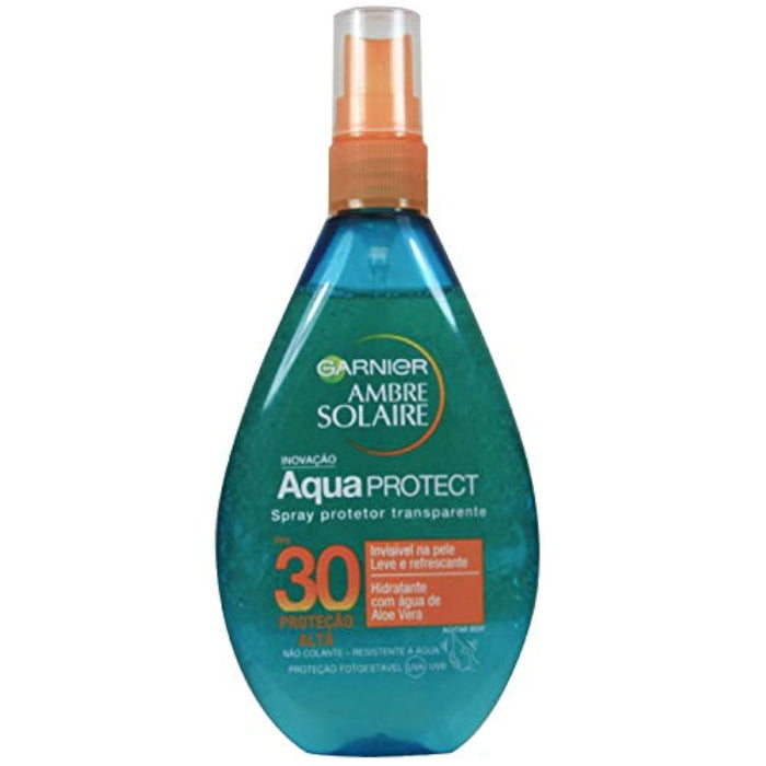 Garnier Delial UV Water Spray Protector Solar Transparente IP30, 150 ml. Bruma bifásica de alta protección para cuerpo y rostro con Aloe Vera ecológico que hidrata 8h. Garnier - pack