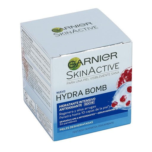 Garnier SkinActive Hydra Bomb Gel de Noche Hidratante, 50ml. Un tratamiento intensivo con ácido hialurónico y goji que regenera y revitaliza la piel mientras duermes. Garnier - frontal