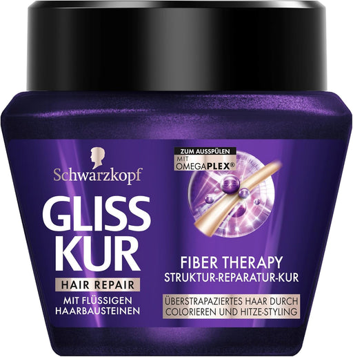 Pack Ahorro de 6 Mascarillas Gliss Fiber Therapy (6x300ml). Un tratamiento de reparación intensiva para cabello muy dañado, que reconstruye los puentes de la fibra capilar. Gliss - frontal