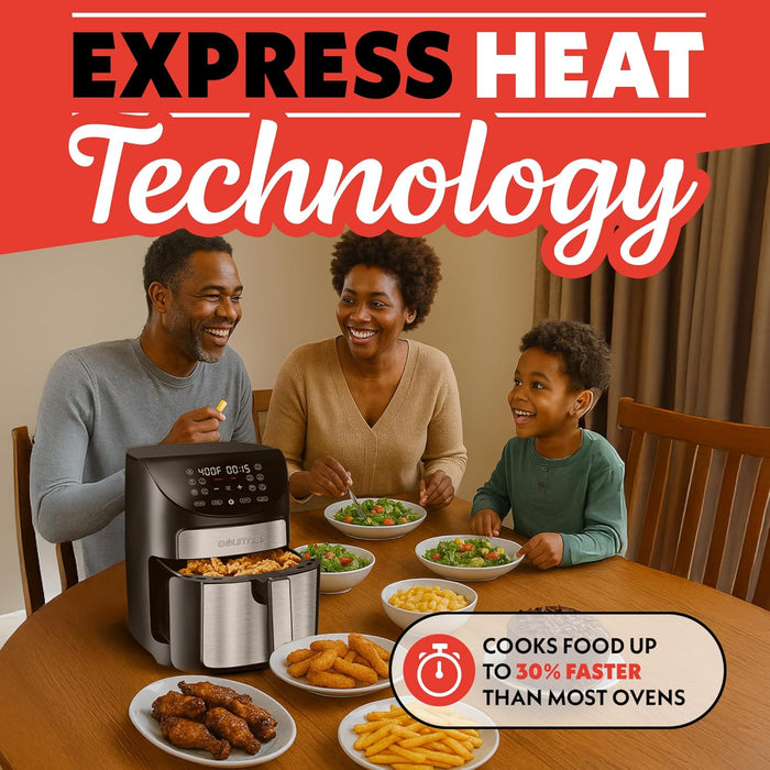 Freidora de Aire Digital Gourmia GAF798 de 6,6 Litros. Cocina de forma saludable con hasta un 80% menos de grasa gracias a su tecnología FryForce 360° y sus 10 funciones. Gourmia - zoom