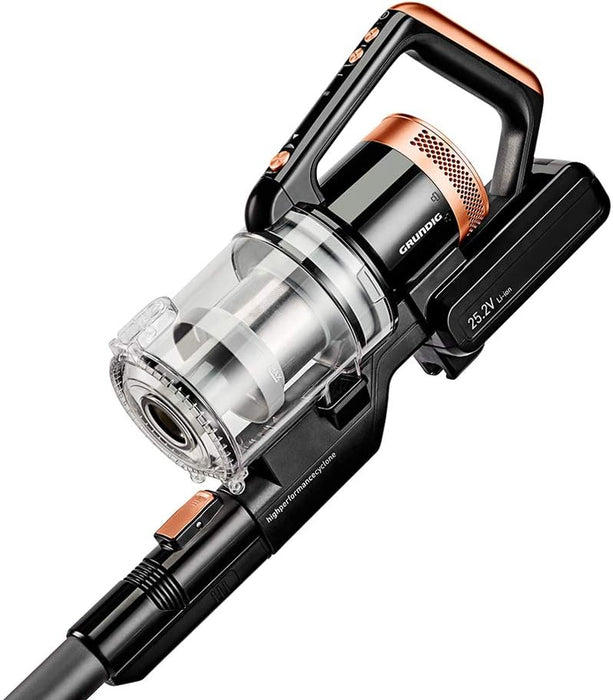 Aspiradora Escoba sin Cable Grundig VCP 3930. Un potente aspirador 2 en 1 con batería de litio de 25,2V, hasta 42 minutos de autonomía y cepillo turbo eléctrico. Grundig - detalle