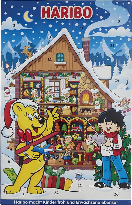 Calendario de Adviento HARIBO con 24 sorpresas de gominolas (300g). La cuenta atrás para Navidad más divertida con una mezcla de los mejores dulces y caramelos de la marca. Haribo - frontal