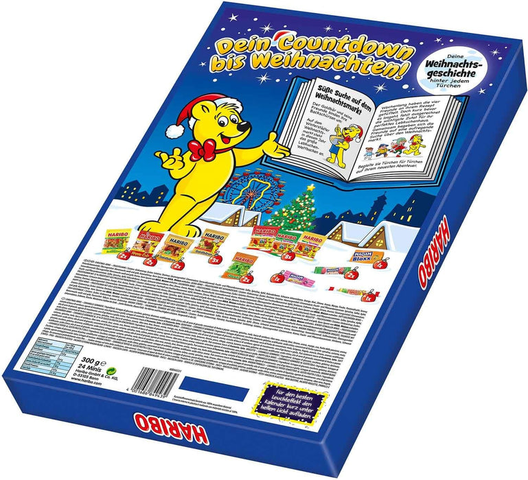 Calendario de Adviento HARIBO con 24 sorpresas de gominolas (300g). La cuenta atrás para Navidad más divertida con una mezcla de los mejores dulces y caramelos de la marca. Haribo - pack