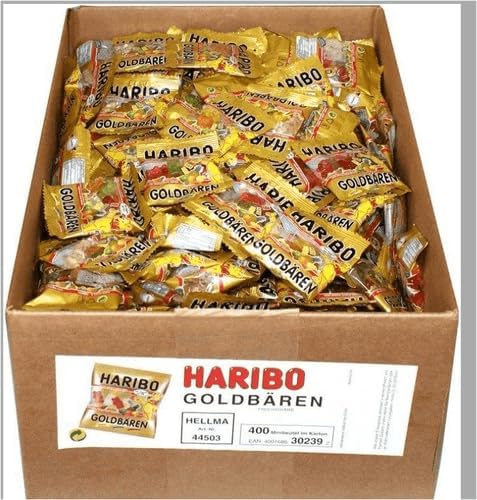 Haribo Ositos de Oro, Caja de 400 Mini Bolsitas (4kg). El formato gigante ideal para fiestas, cumpleaños, piñatas y hostelería, con el sabor afrutado y la calidad de siempre. Haribo - frontal