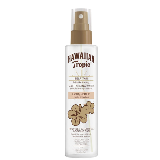 Hawaiian Tropic Agua Autobronceadora Tono Medio (190ml): Un bronceado dorado y natural para rostro y cuerpo con una refrescante bruma hidratante ultraligera. Hawaiian Tropic - frontal