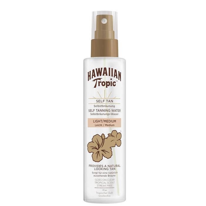 Hawaiian Tropic Agua Autobronceadora Tono Medio (190ml): Un bronceado dorado y natural para rostro y cuerpo con una refrescante bruma hidratante ultraligera. Hawaiian Tropic - frontal