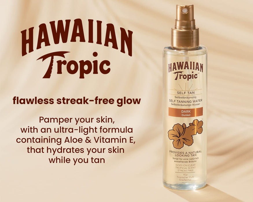 Hawaiian Tropic Agua Autobronceadora Tono Oscuro (190ml): Consigue un bronceado intenso y natural para rostro y cuerpo con esta bruma hidratante ultraligera. Hawaiian Tropic - ingredientes