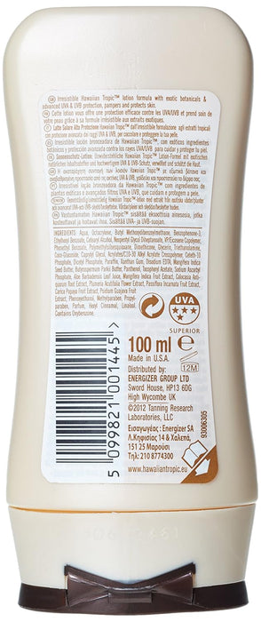 Hawaiian Tropic Loción Solar Protectora SPF 15 (100ml). Consigue un bronceado dorado y luminoso de forma segura con esta loción hidratante de aroma a coco, en un práctico formato de viaje. Hawaiian Tropic - pack