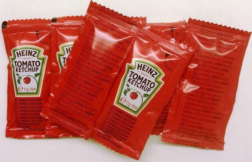 Caja de 50 Sobres Monodosis de Ketchup Heinz (50x12g). El formato individual ideal para llevar, para hostelería o para un control perfecto de las raciones en casa. Heinz - frontal