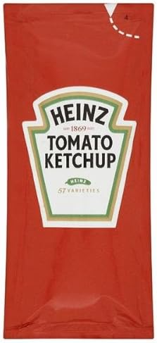 Heinz Ketchup en Bolsitas Monodosis de 10ml (Caja 200 uds). El sabor clásico e inigualable de Heinz, sin gluten y apto para veganos, en un formato perfecto para llevar y disfrutar en cualquier lugar. Heinz - lateral