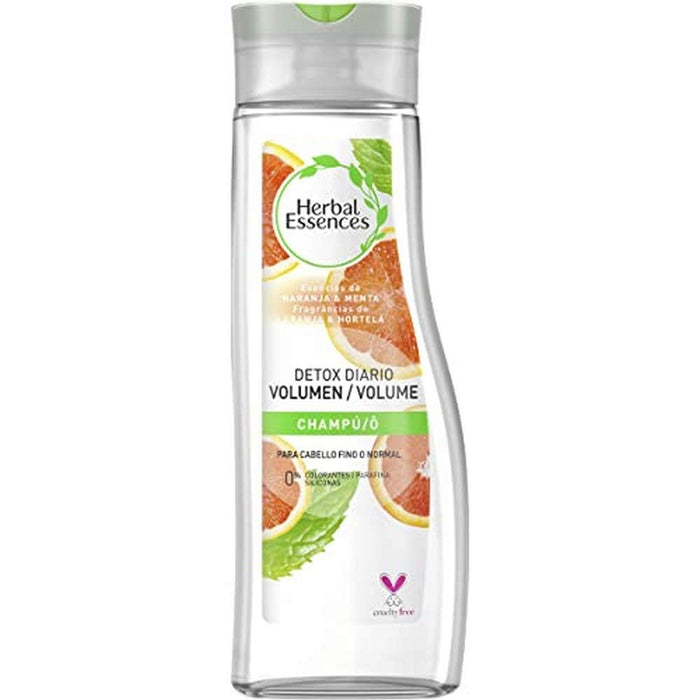 Herbal Essences Detox Diario Volumen, Champú para Cabello Fino con Naranja y Menta, 400ml. Una fórmula inspirada en la naturaleza para un pelo limpio, brillante y con cuerpo. Herbal Essences - ingredientes