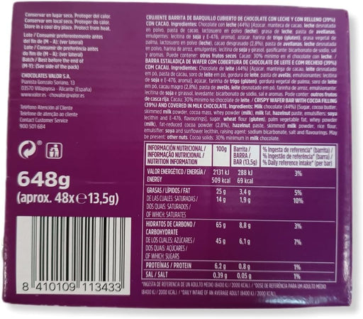 Caja de 48 Barritas de Huesitos Mini Individuales. El snack de barquillo crujiente y chocolate de toda la vida, ahora en un formato mini perfecto para llevar o para fiestas. Huesitos - pack
