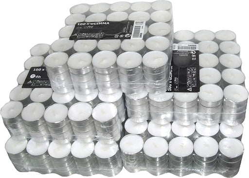 IKEA GLIMMA Mega Pack de 500 Velas de Té sin Perfume. El formato ahorro ideal para grandes consumidores, eventos y negocios, con 4 horas de duración por vela. Ikea - frontal
