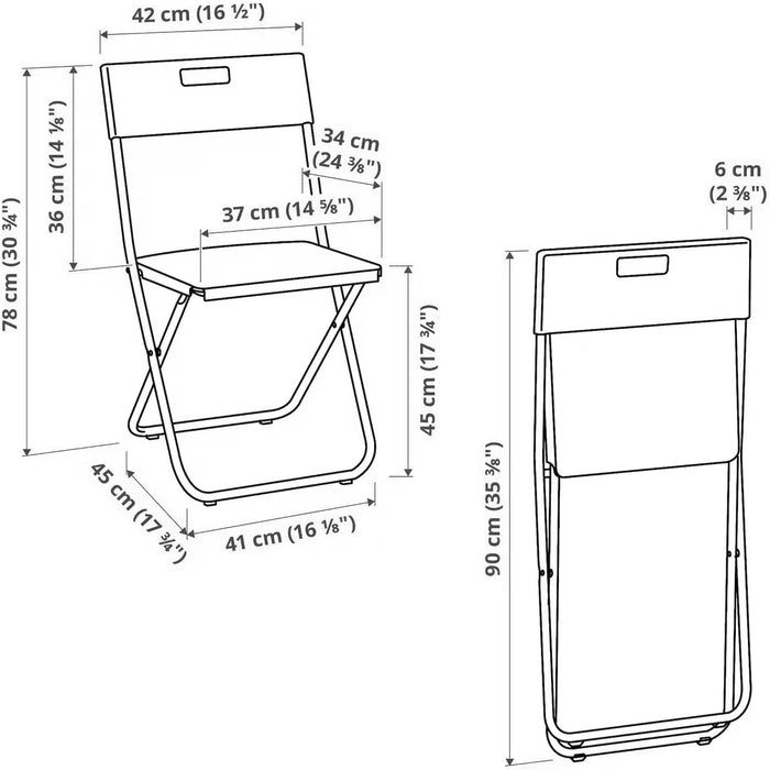 Ikea GUNDE Pack de 2 Sillas Plegables, Blanco. La solución de asientos extra más práctica y económica para tu hogar. Ligeras, resistentes y fáciles de guardar en cualquier rincón. Ikea - detalle