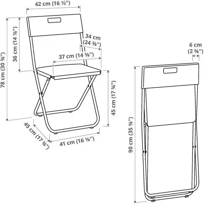 Ikea GUNDE Silla Plegable, Negro. La solución perfecta y económica para tener asientos extra. Ligera, resistente y fácil de guardar, es ideal para visitas, eventos y espacios pequeños. Ikea - detalle