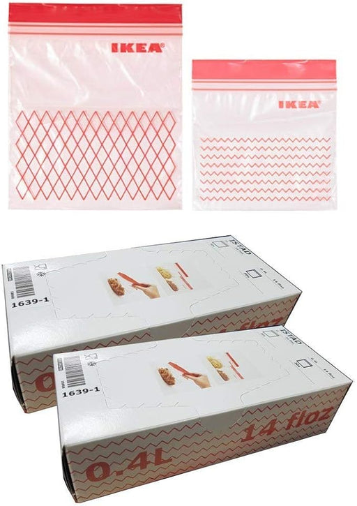 Ikea ISTAD Mega Pack de 240 Bolsas Reutilizables Rojas. Incluye 2 paquetes de 120 bolsas (120x1L y 120x0,4L). La solución definitiva para los almuerzos, snacks y porciones diarias. Ikea - frontal