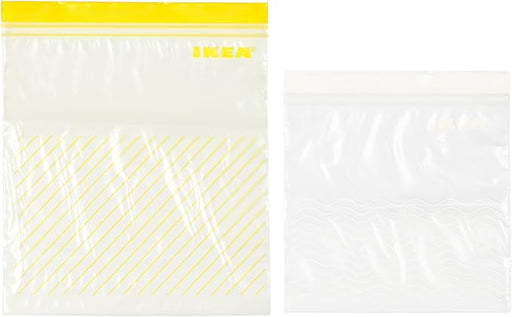 Ikea ISTAD Pack de 50 Bolsas para Congelar con Cierre, Amarillo/Blanco. El set de inicio perfecto con 25 bolsas de 2,5L y 25 de 1,2L para organizar tu cocina y conservar tus alimentos. Ikea - frontal