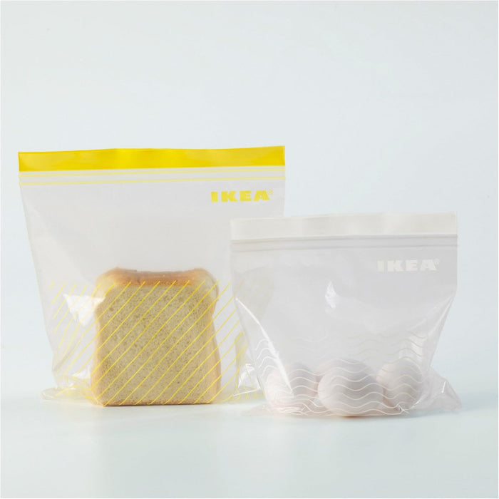 Ikea ISTAD Pack de 50 Bolsas para Congelar con Cierre, Amarillo/Blanco. El set de inicio perfecto con 25 bolsas de 2,5L y 25 de 1,2L para organizar tu cocina y conservar tus alimentos. Ikea - detalle