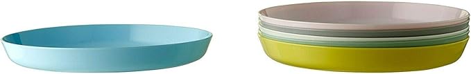 Ikea KALAS Set de 6 Platos de Plástico para Niños, Colores Pastel. La vajilla ideal para que los niños coman solos, con borde alto para evitar derrames. Resistente, apilable y segura. Ikea - frontal
