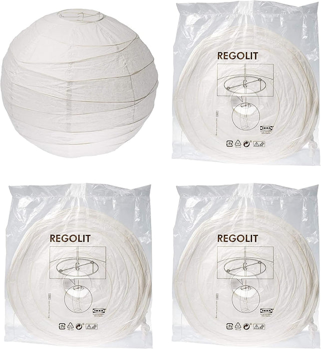 Ikea REGOLIT Pack de 4 Pantallas para Lámpara de Techo, 45 cm. Crea una iluminación ambiental armoniosa y de diseño en tu hogar con este set de 4 icónicas lámparas de papel de arroz. Ikea - detalle