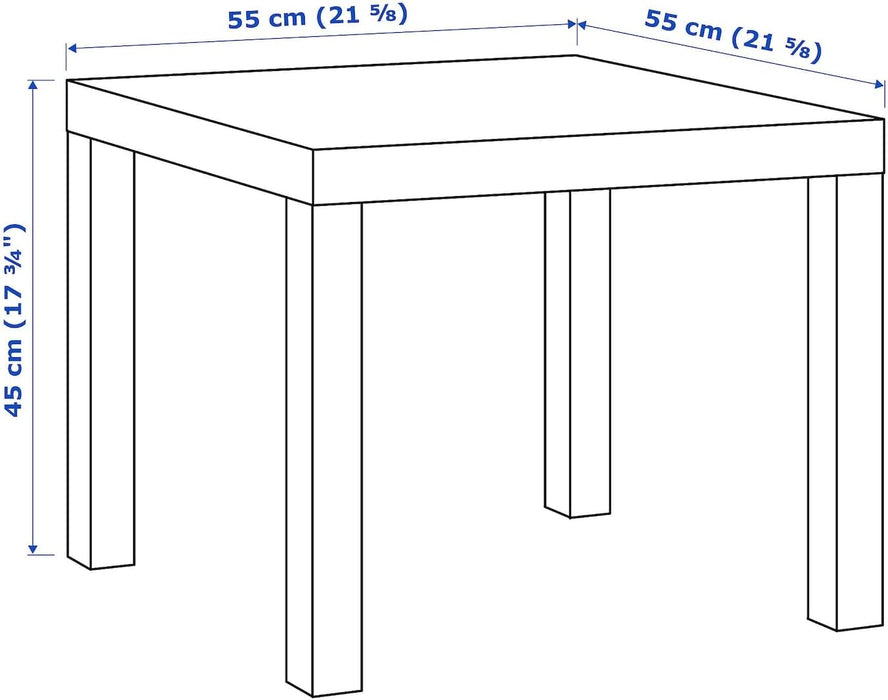 Mesa Auxiliar IKEA LACK de 55x55 cm en efecto roble teñido blanco. Un mueble icónico, ligero y fácil de montar, ideal como mesa de centro, mesita de noche o soporte. Ikea - detalle