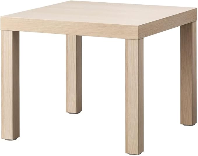 Mesa Auxiliar IKEA LACK de 55x55 cm en efecto roble teñido blanco. Un mueble icónico, ligero y fácil de montar, ideal como mesa de centro, mesita de noche o soporte. Ikea - frontal