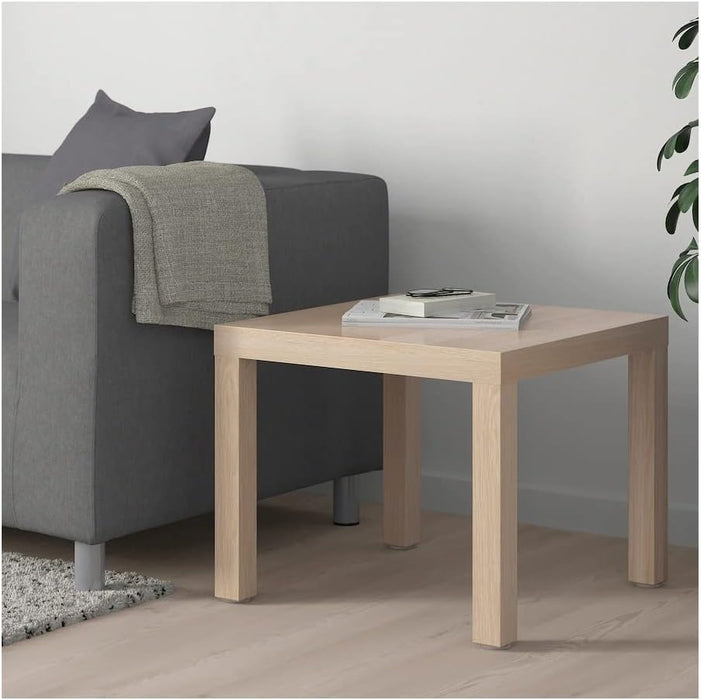 Mesa Auxiliar IKEA LACK de 55x55 cm en efecto roble teñido blanco. Un mueble icónico, ligero y fácil de montar, ideal como mesa de centro, mesita de noche o soporte. Ikea - lateral